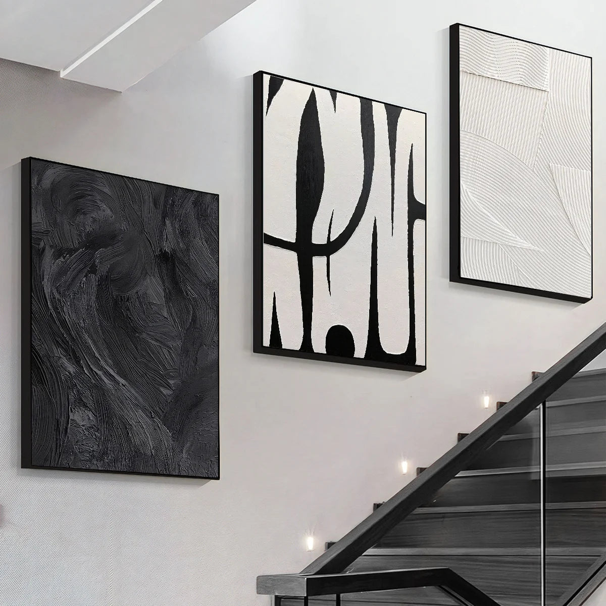 Black Texture Art Prints · Set of 3