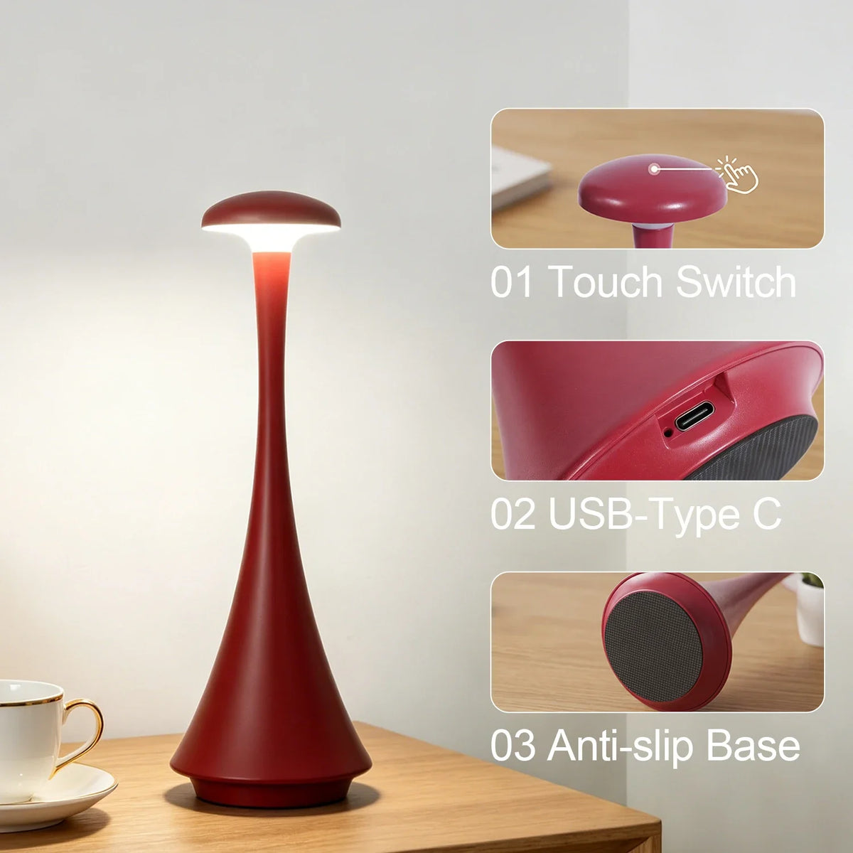 Cordless Mushroom Table Lamp