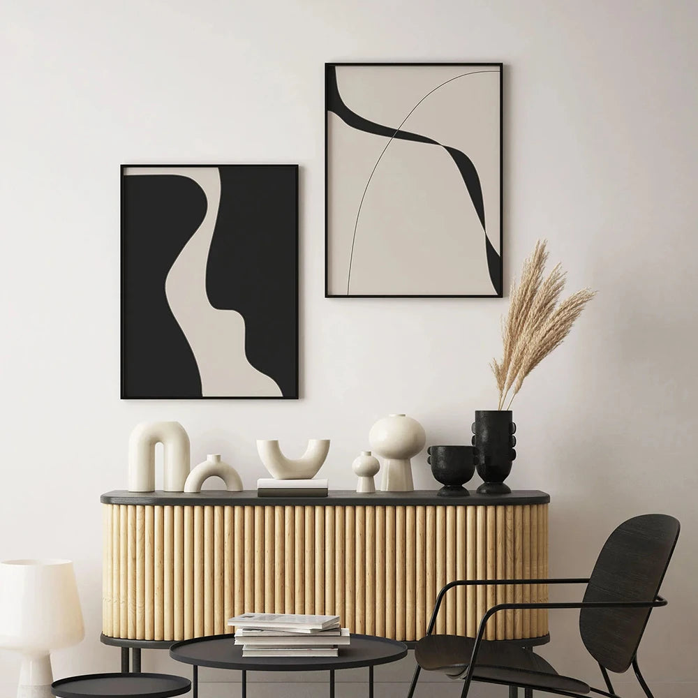 Black & Beige Abstract Art Prints