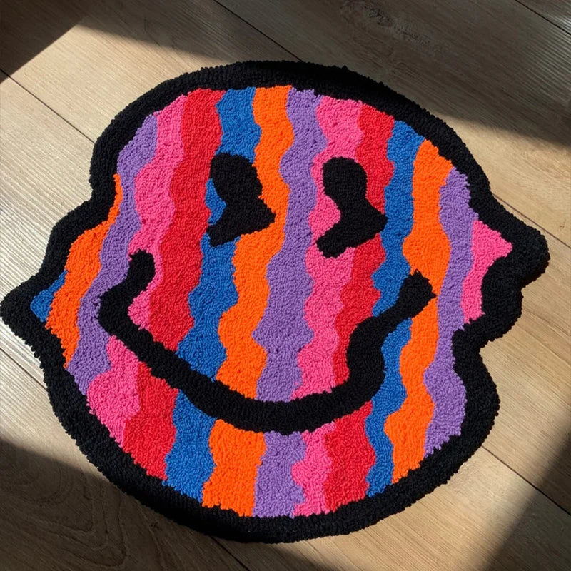 Alfombra sonrisa ondulada en un dormitorio
