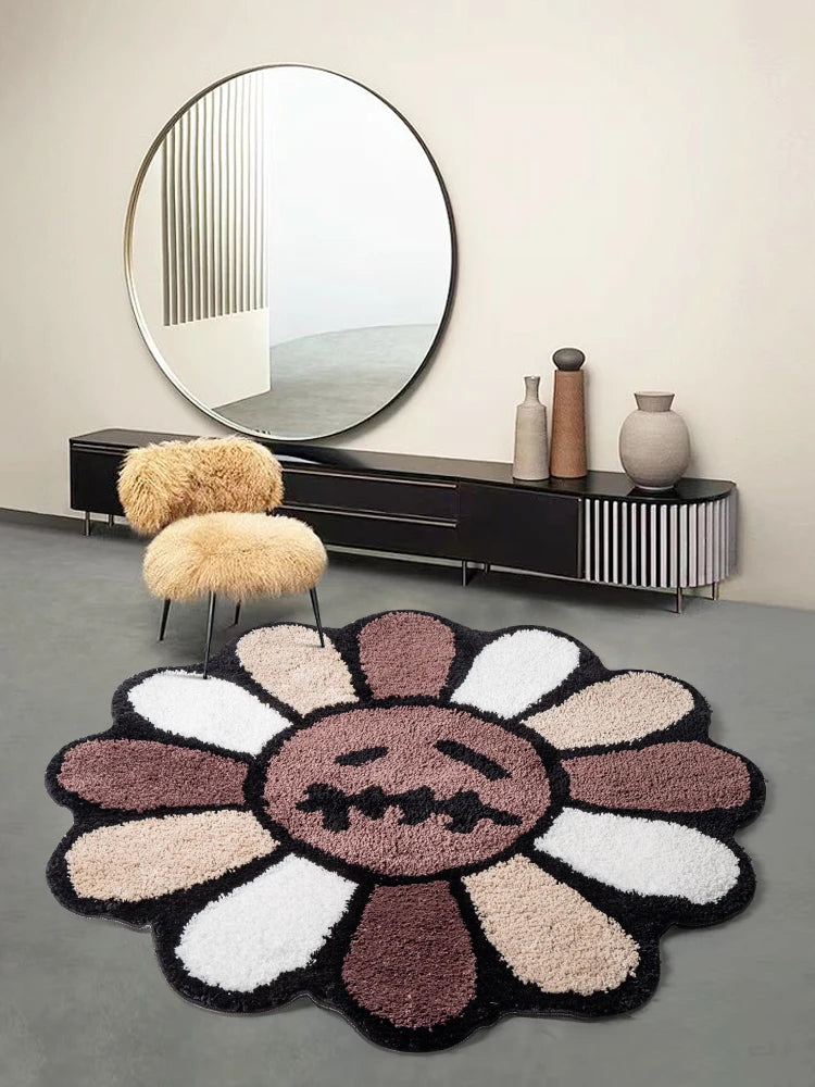 Alfombra flor sonriente retro