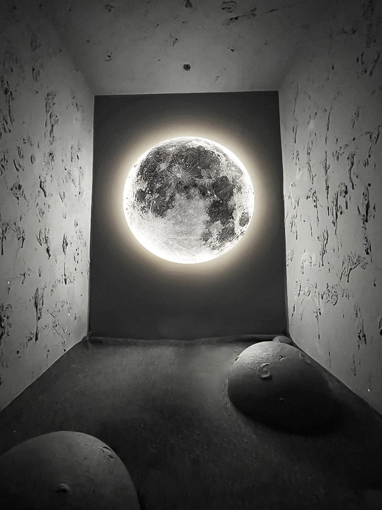 Lámpara Luna 3D con relieve lunar