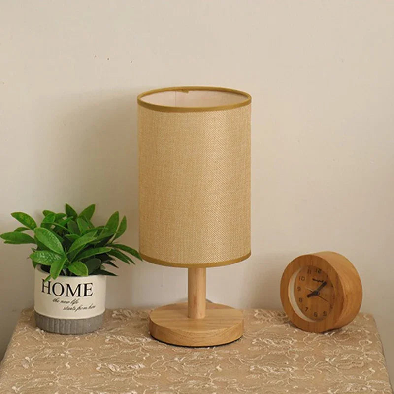Linen & Wood Bedside Lamp
