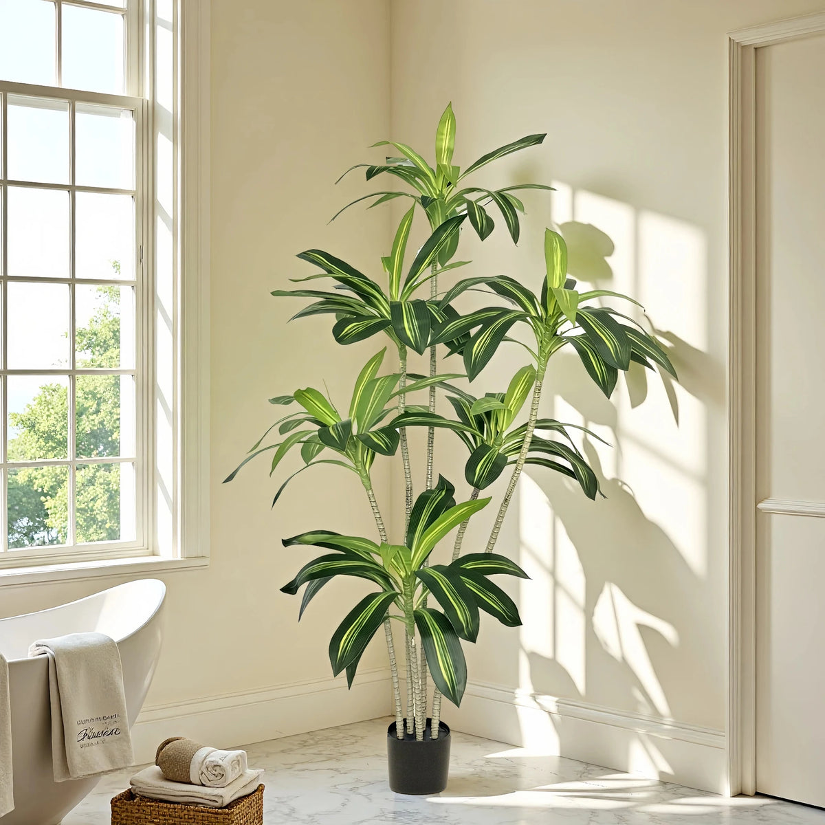 Dracaena artificial, detalle de las hojas
