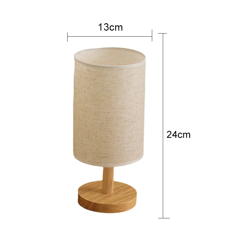 Linen & Wood Bedside Lamp