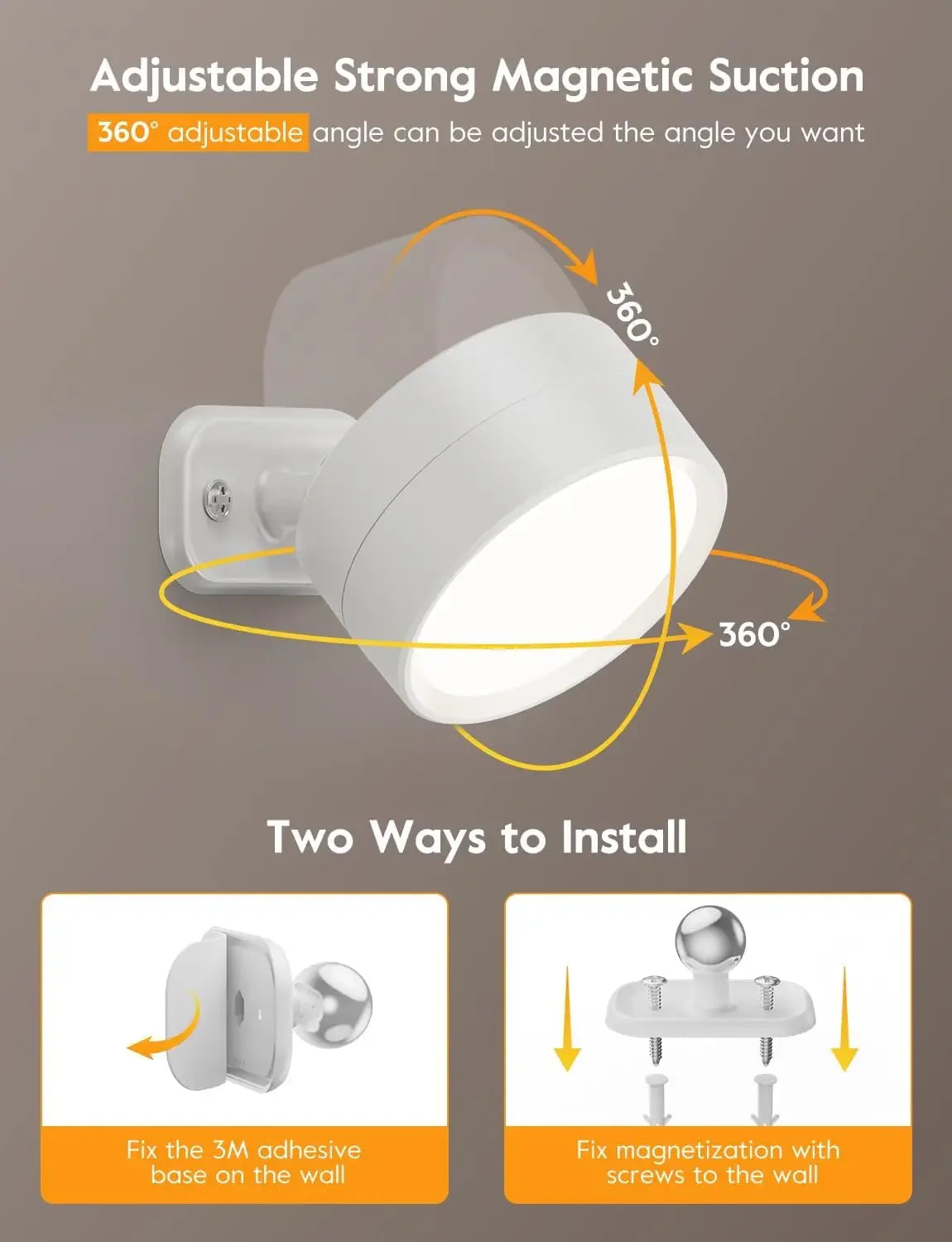 Aplique de pared magnético recargable