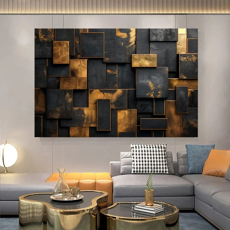 Black & Gold Geometric Canvas