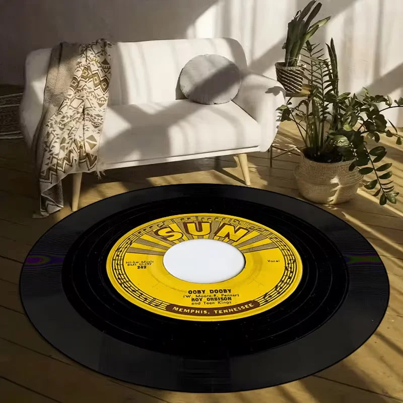 Alfombra retro disco de vinilo