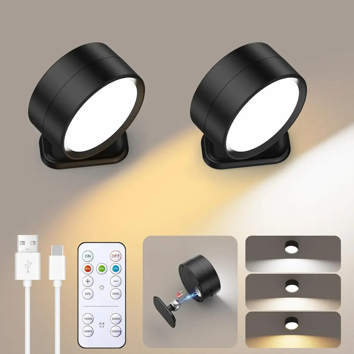 Aplique de pared magnético recargable