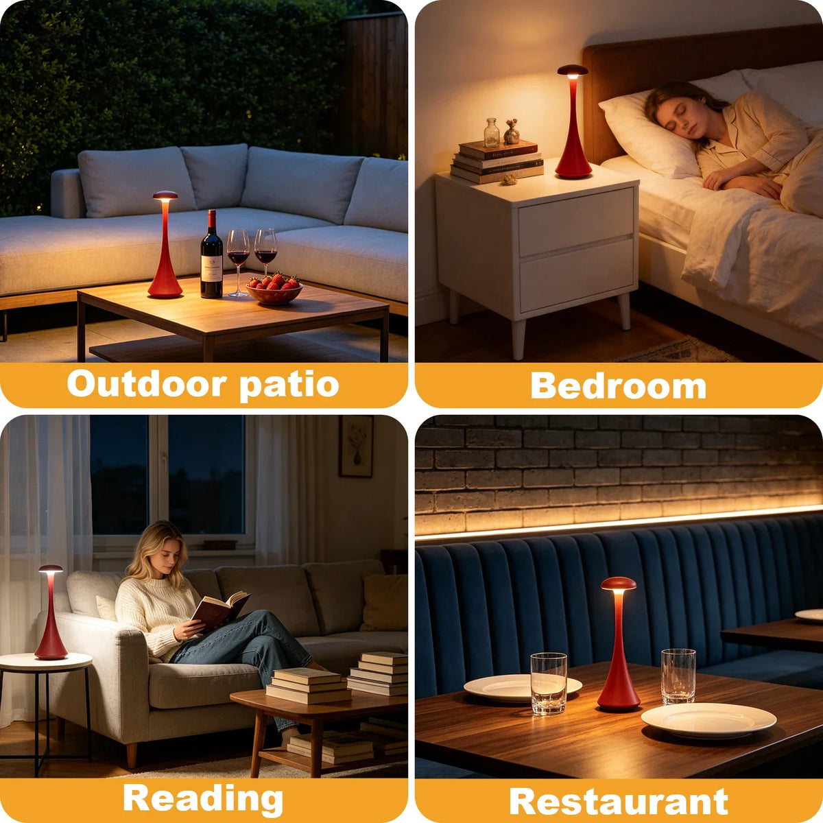 Cordless Mushroom Table Lamp