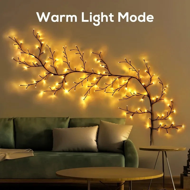 Guirnalda rama de árbol LED en una habitación