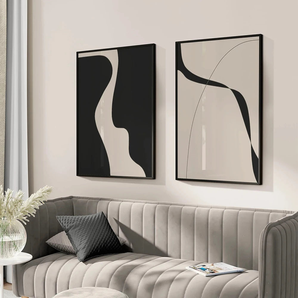 Black & Beige Abstract Art Prints