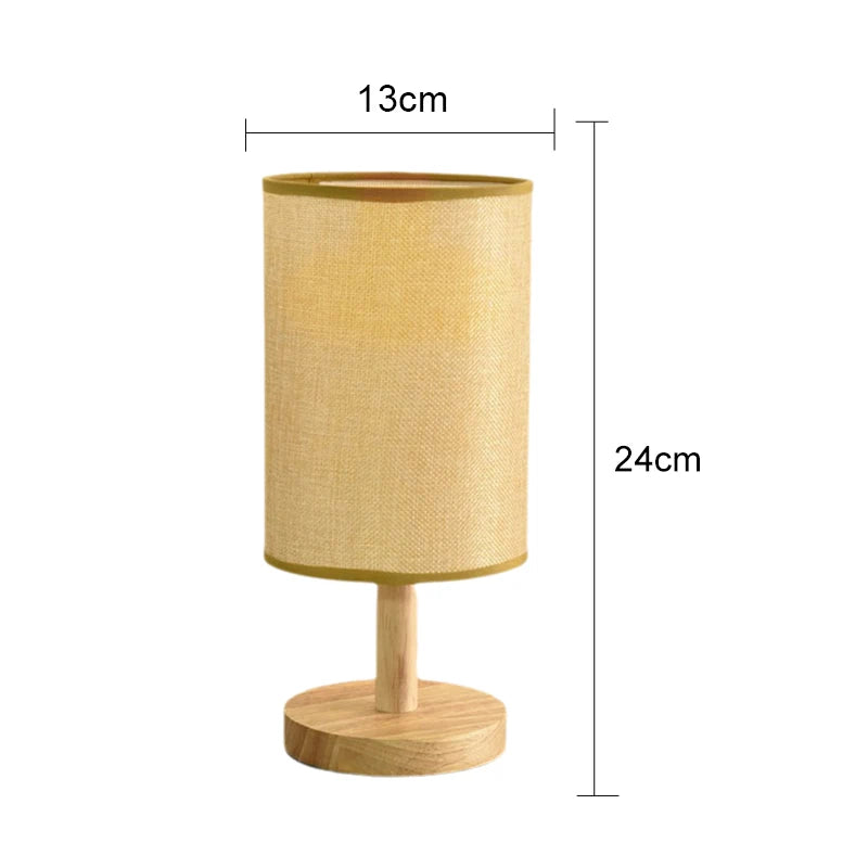 Linen & Wood Bedside Lamp