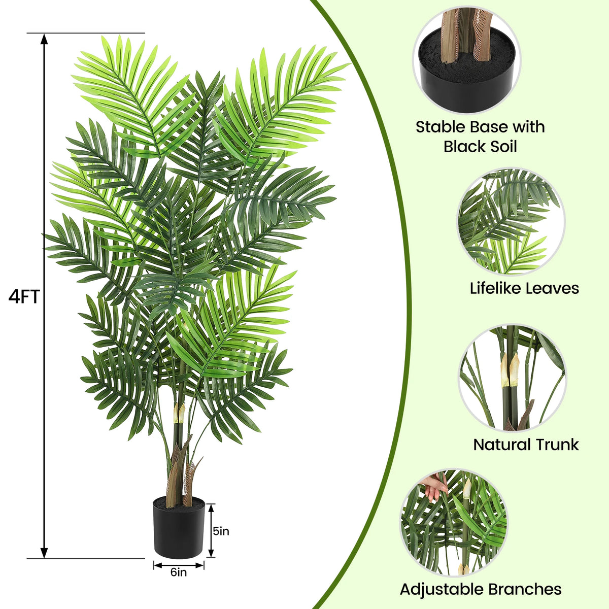 Palmera artificial de 120 cm en un salón
