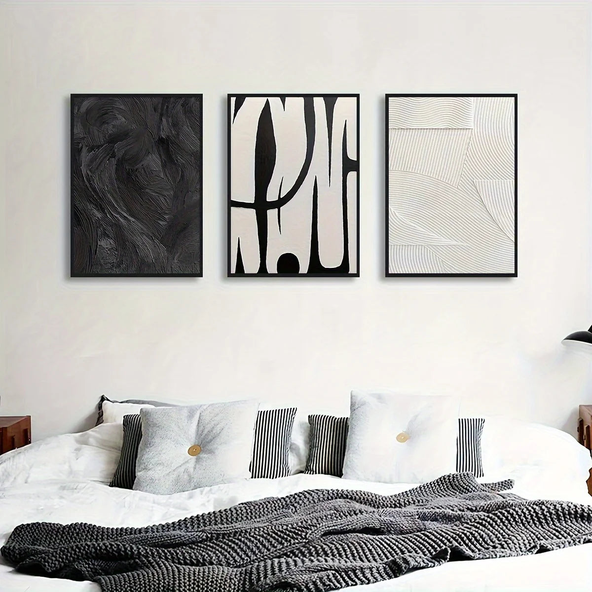 Black Texture Art Prints · Set of 3