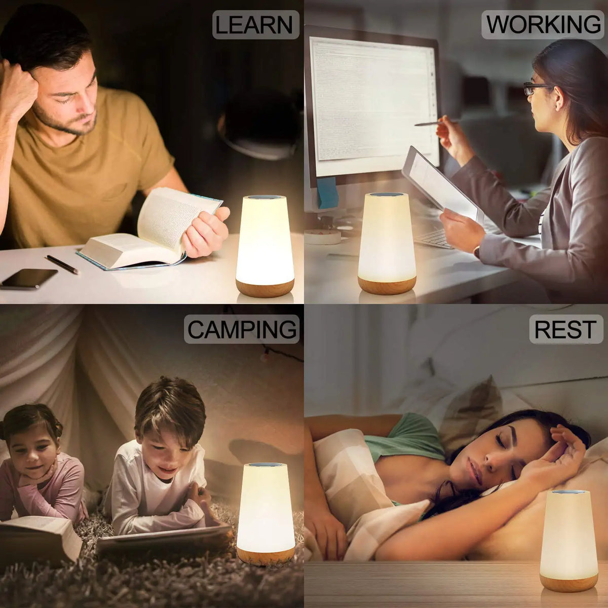 Lámpara de noche táctil con mando