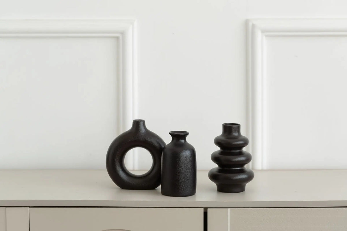 Set of 3 Bohemian Ceramic Vases